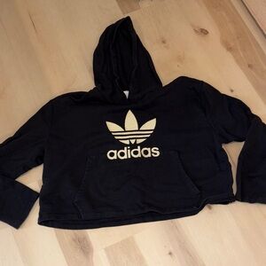 Adidas Black Pullover with Gold Trefoil